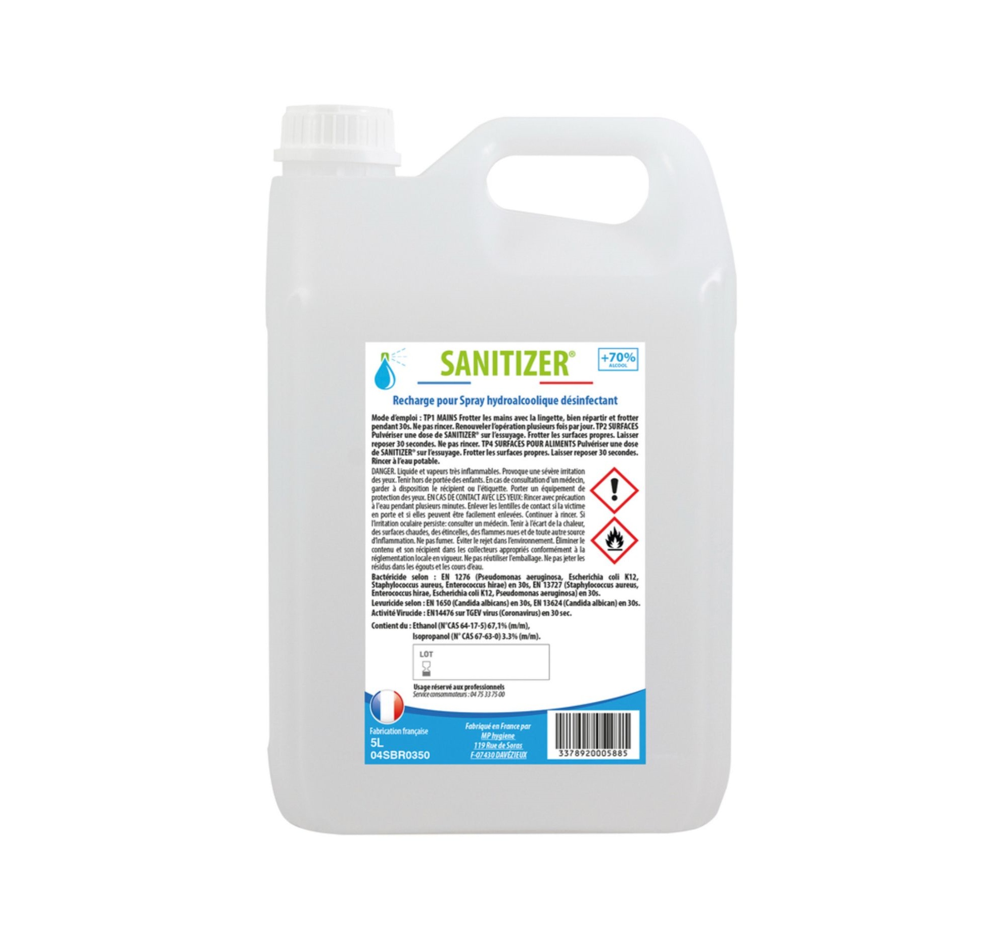 Gel Hydroalcoolique Sanitzer 5 L